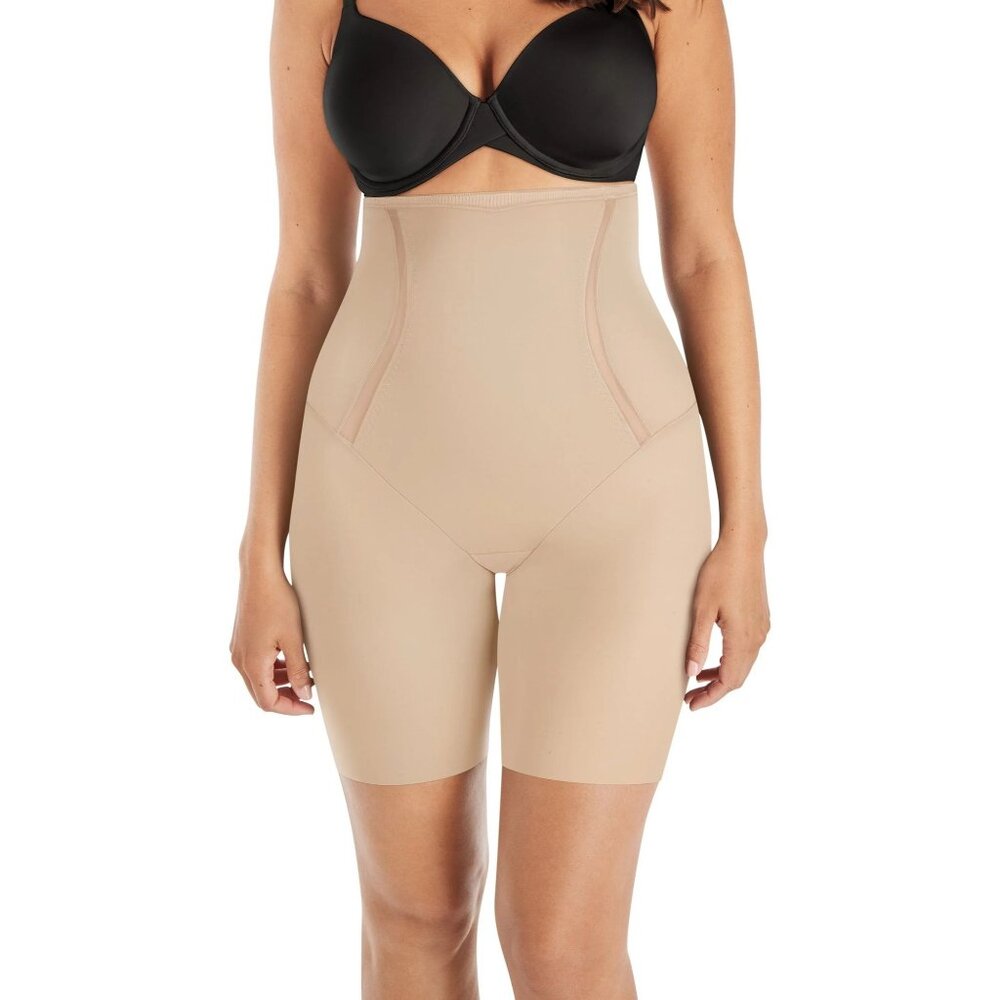 Maidenform Firm Control Hi-Waist Thigh Slimmer Womens Large Beige Underwear NEW